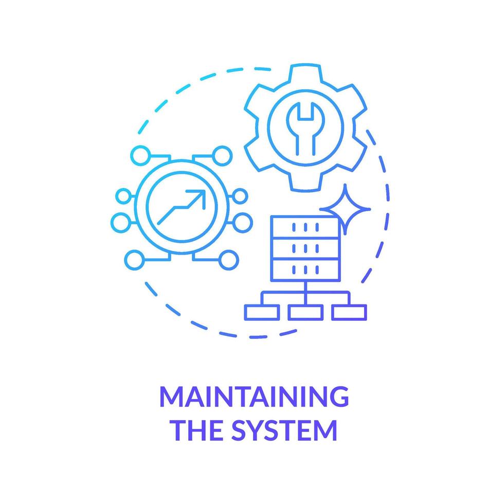 manteniendo el icono de concepto de gradiente azul del sistema. desarrollo del sistema de información ciclo de vida idea abstracta ilustración de línea delgada. coordinación. dibujo de contorno aislado. vector