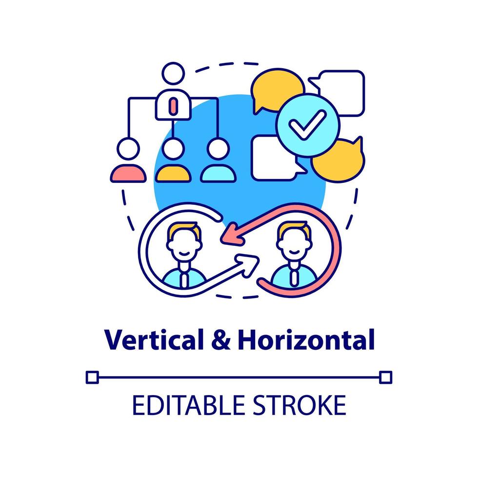 Vertical and horizontal concept icon. Project communication management abstract idea thin line illustration. Isolated outline drawing. Editable stroke. vector