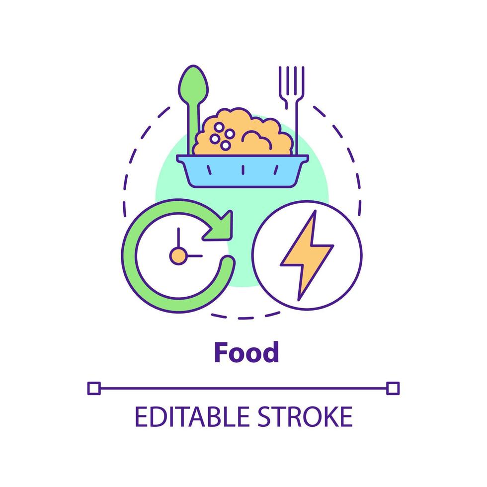 Food concept icon. Thing to store for surviving. Emergency go bag abstract idea thin line illustration. Isolated outline drawing. Editable stroke. vector