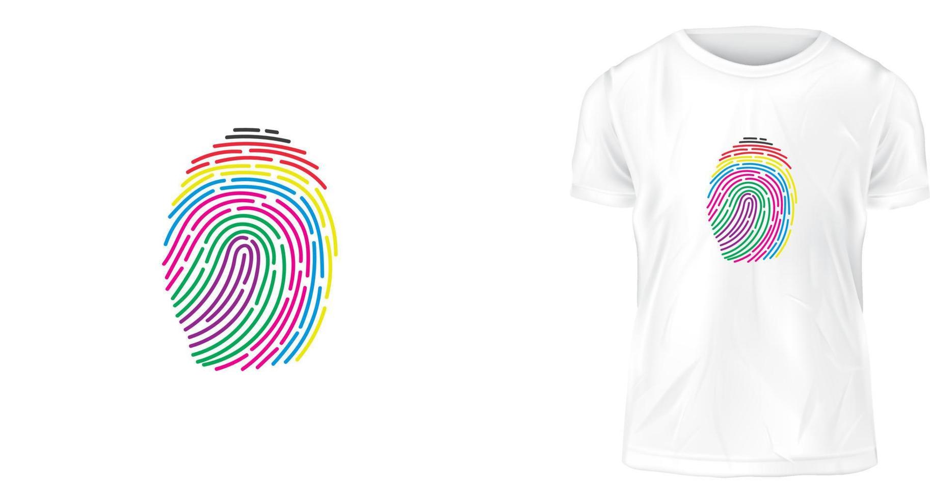 t-shirt design concept, multi-color fingerprint vector