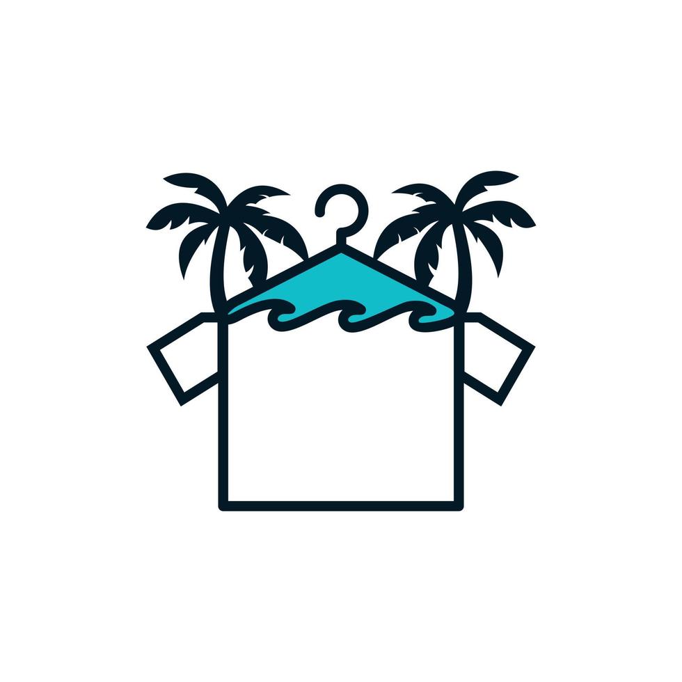 ropa playa ola océano simple logo vector