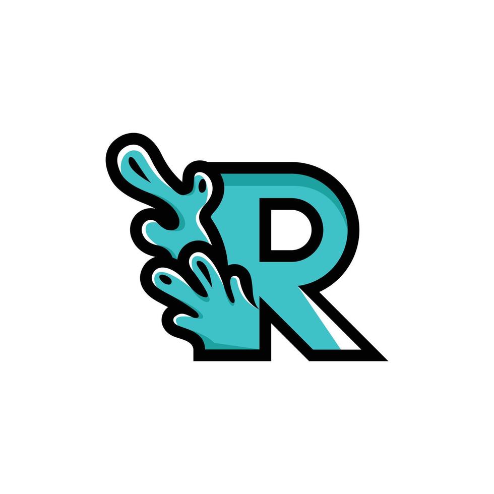 letra r agua salpicadura puro simple logo vector