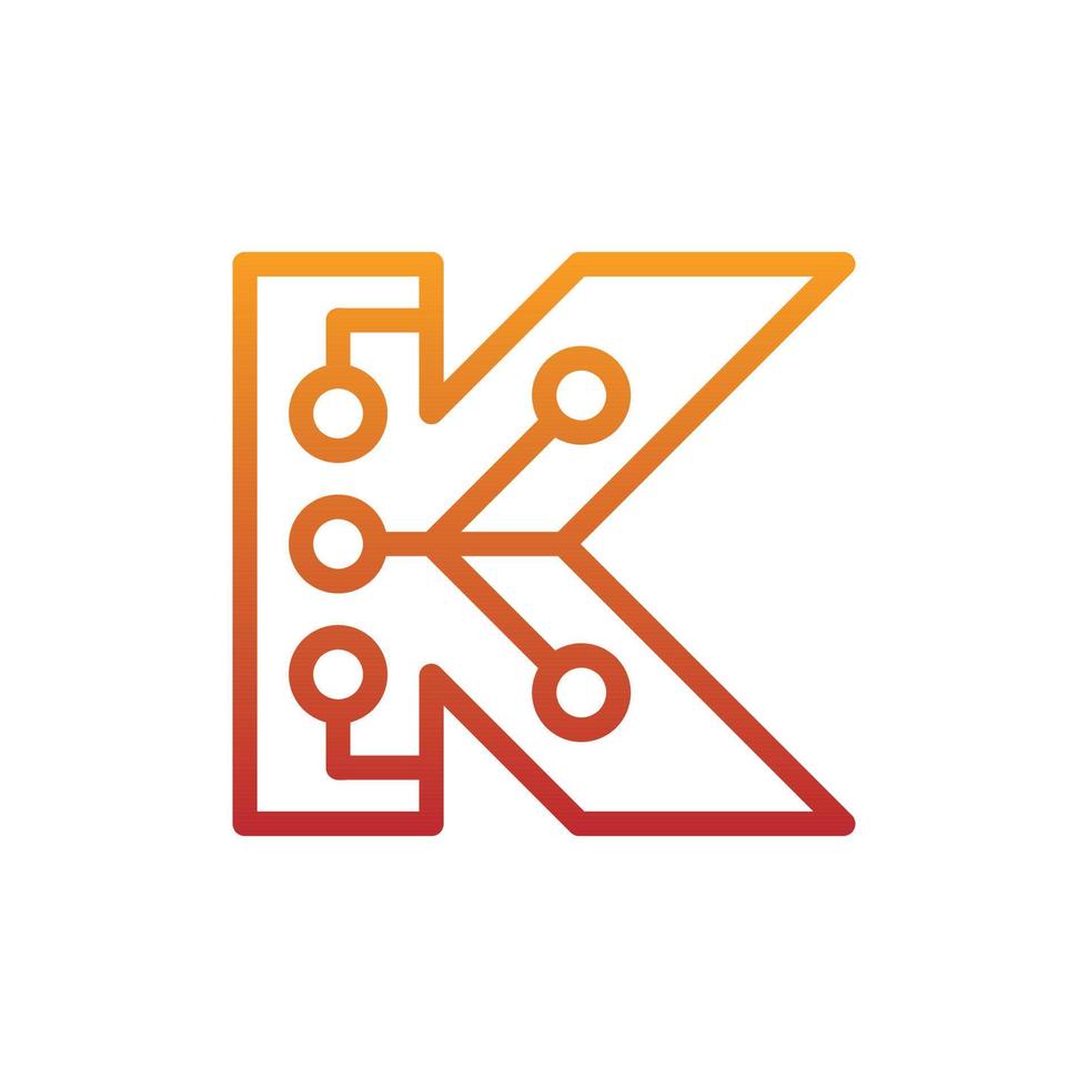 letra k circuito tecnología moderna logotipo moderno vector