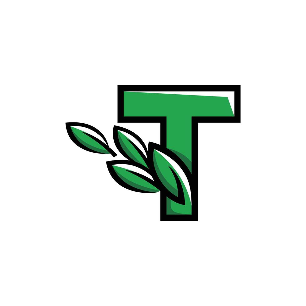 Letter T Leaf Nature Ecology Logo vector