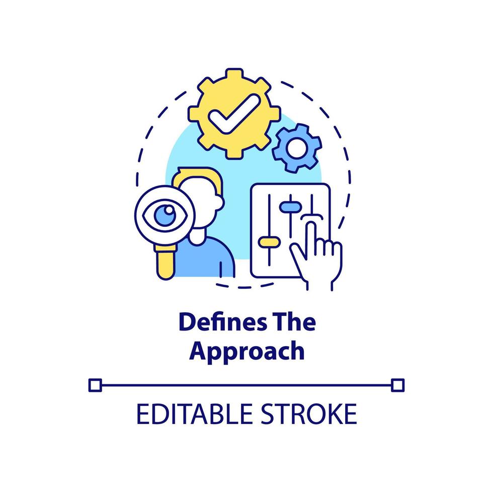Defines approach concept icon. Project strategy. Stakeholder management plan abstract idea thin line illustration. Isolated outline drawing. Editable stroke. vector