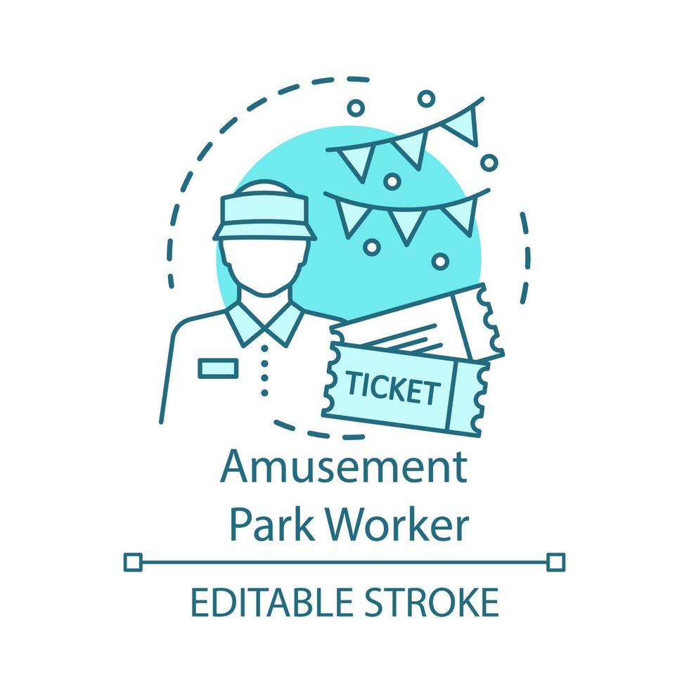 Amusement park worker concept icon. Summer part time job idea thin line illustration. Theme park personnel. Isolated vector chalkboard illustration Vector isolated outline drawing. Editable stroke