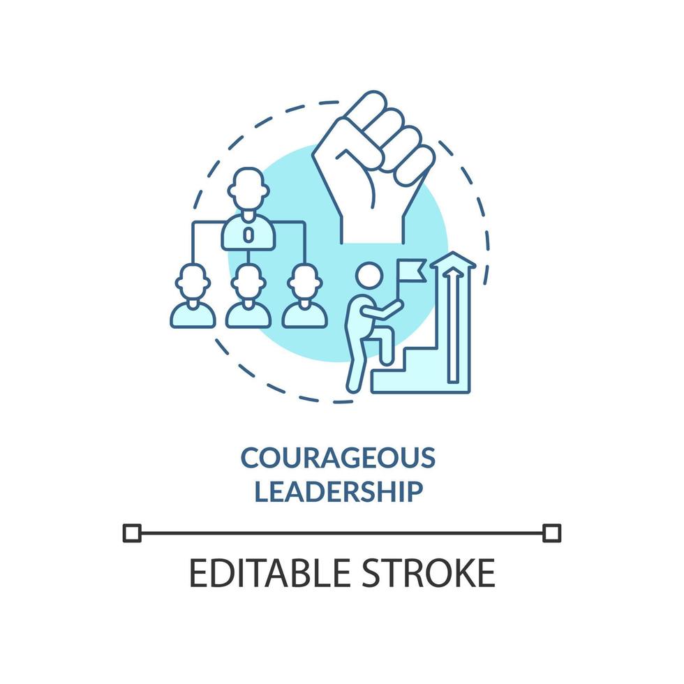 Courageous leadership turquoise concept icon. Essential soft skill for employee abstract idea thin line illustration. Isolated outline drawing. Editable stroke. vector