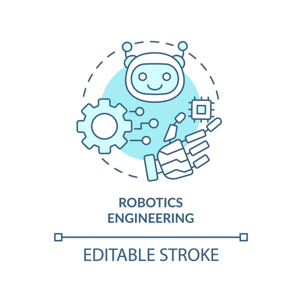 Robotics engineering turquoise concept icon. Trendy tech skill abstract idea thin line illustration. Computer science. Isolated outline drawing. Editable stroke. vector
