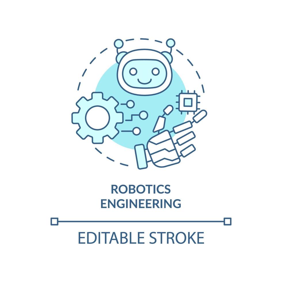 icono de concepto turquesa de ingeniería robótica. ilustración de línea delgada de idea abstracta de habilidad tecnológica de moda. Ciencias de la Computación. dibujo de contorno aislado. trazo editable. vector