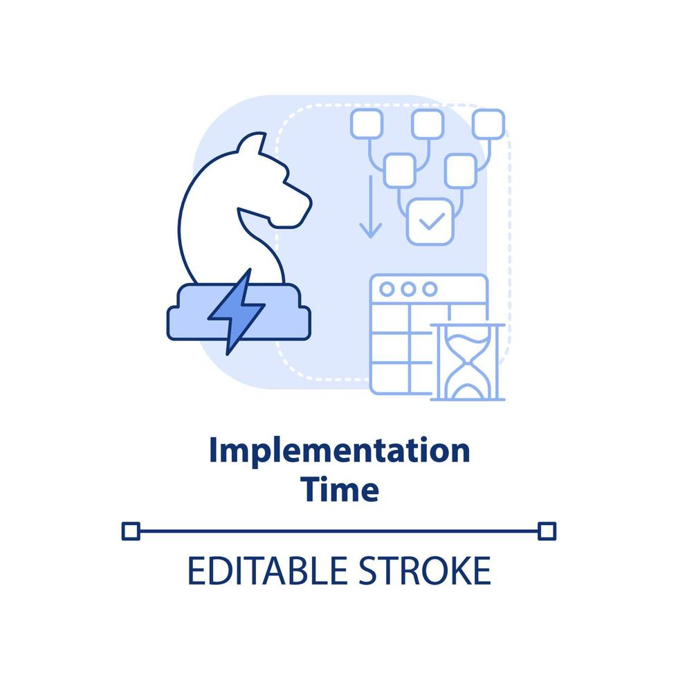 Implementation time blue light concept icon. Robust energy strategy abstract idea thin line illustration. Coordination. Isolated outline drawing. Editable stroke. vector