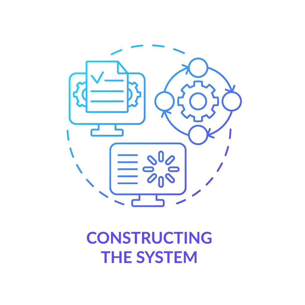 Constructing system blue gradient concept icon. Data system development abstract idea thin line illustration. Transformational change. Isolated outline drawing. vector