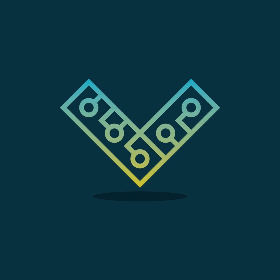 Letter V Circuit Modern Technology Logo vector