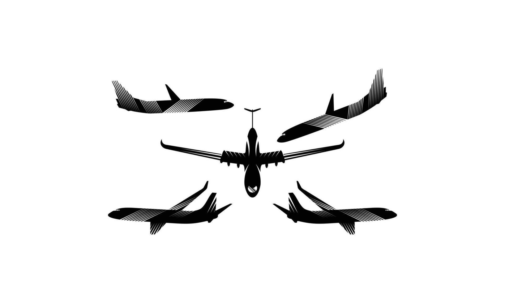 Plane Set Transportation Silhouette Logo vector