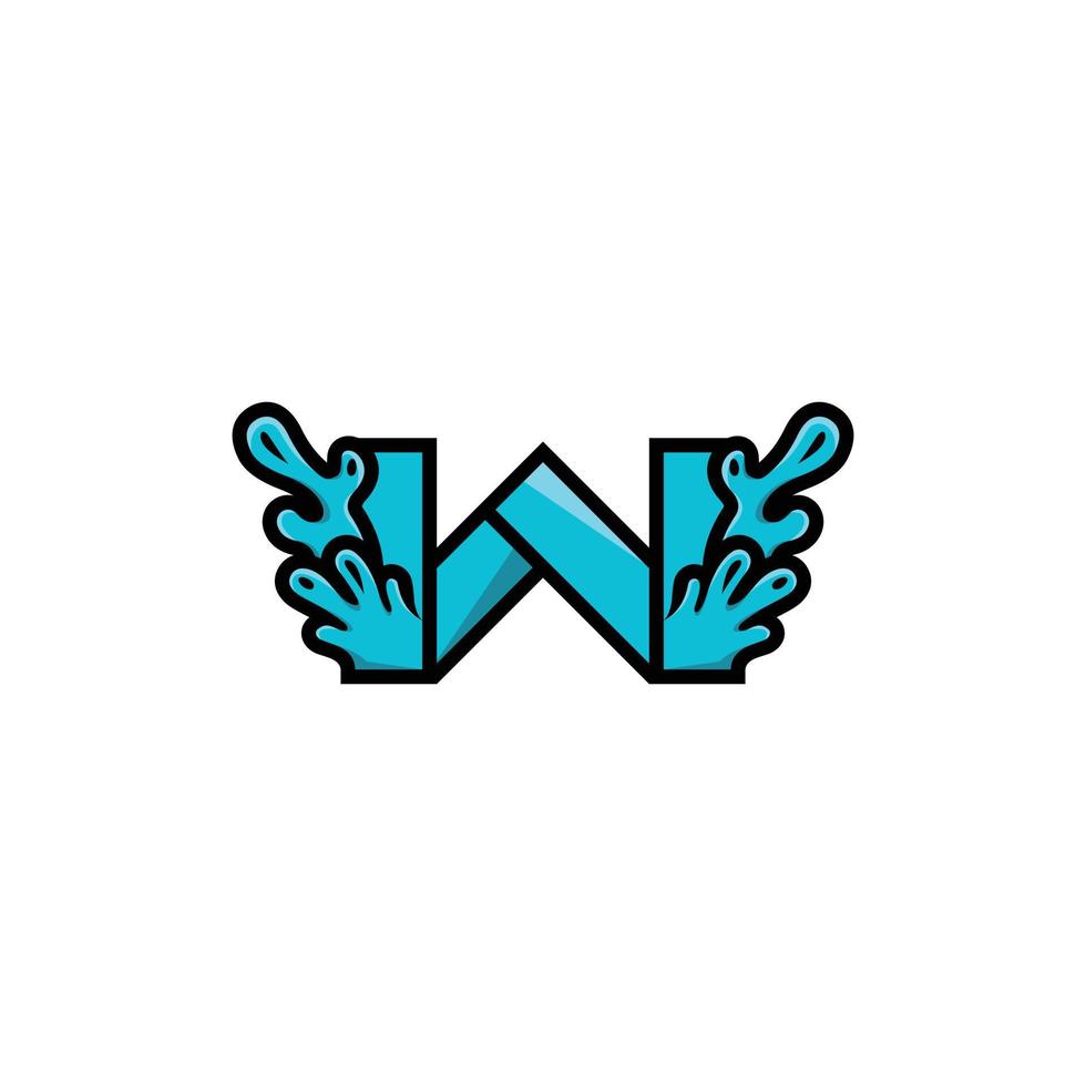 Letter W Water Splash Nature Simple Logo vector