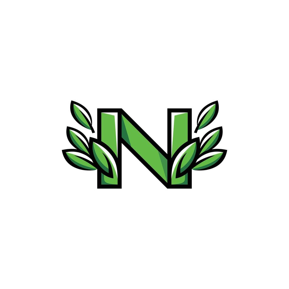 Letter N Leaf Nature Ecology Logo vector