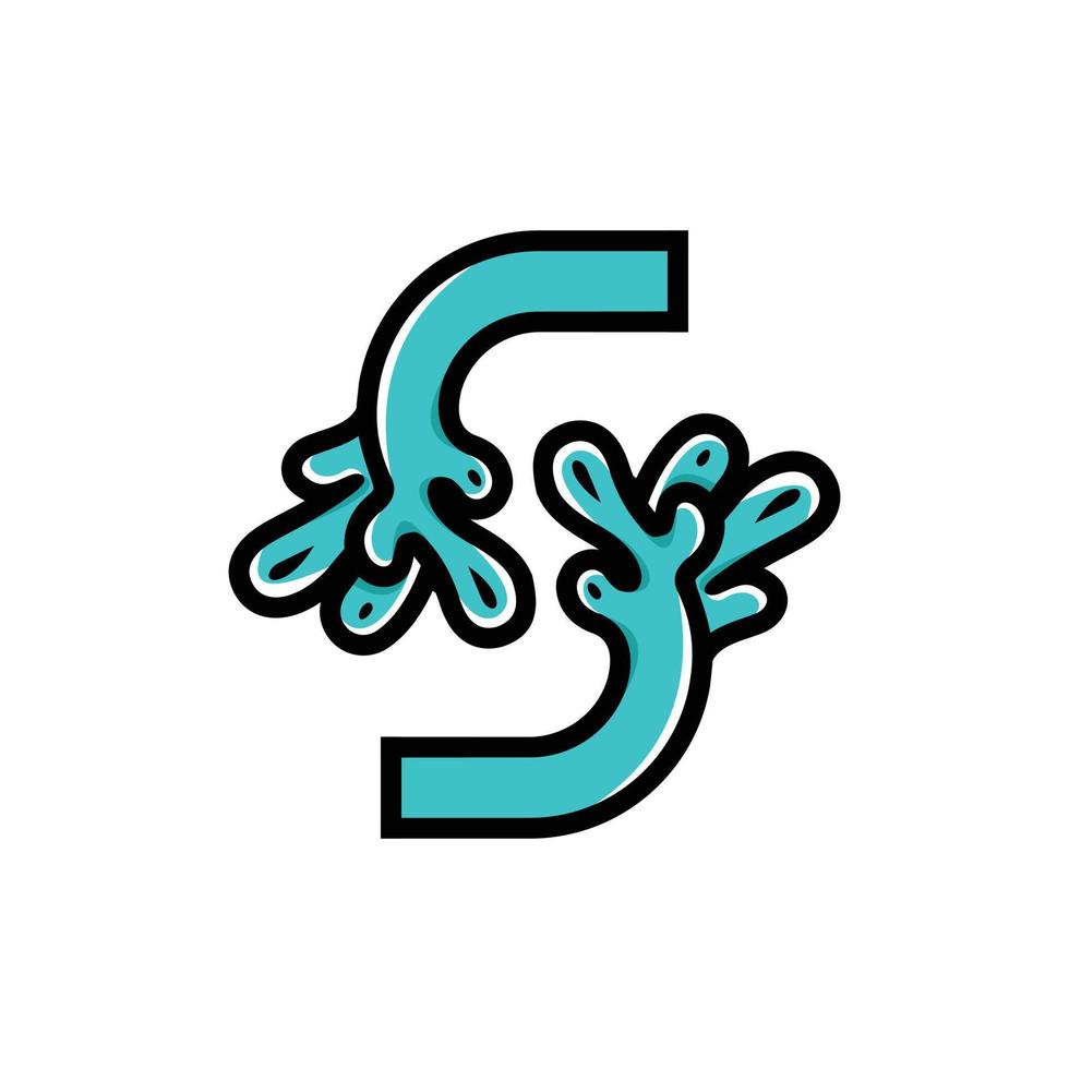 letra s agua salpicadura naturaleza simple logo vector