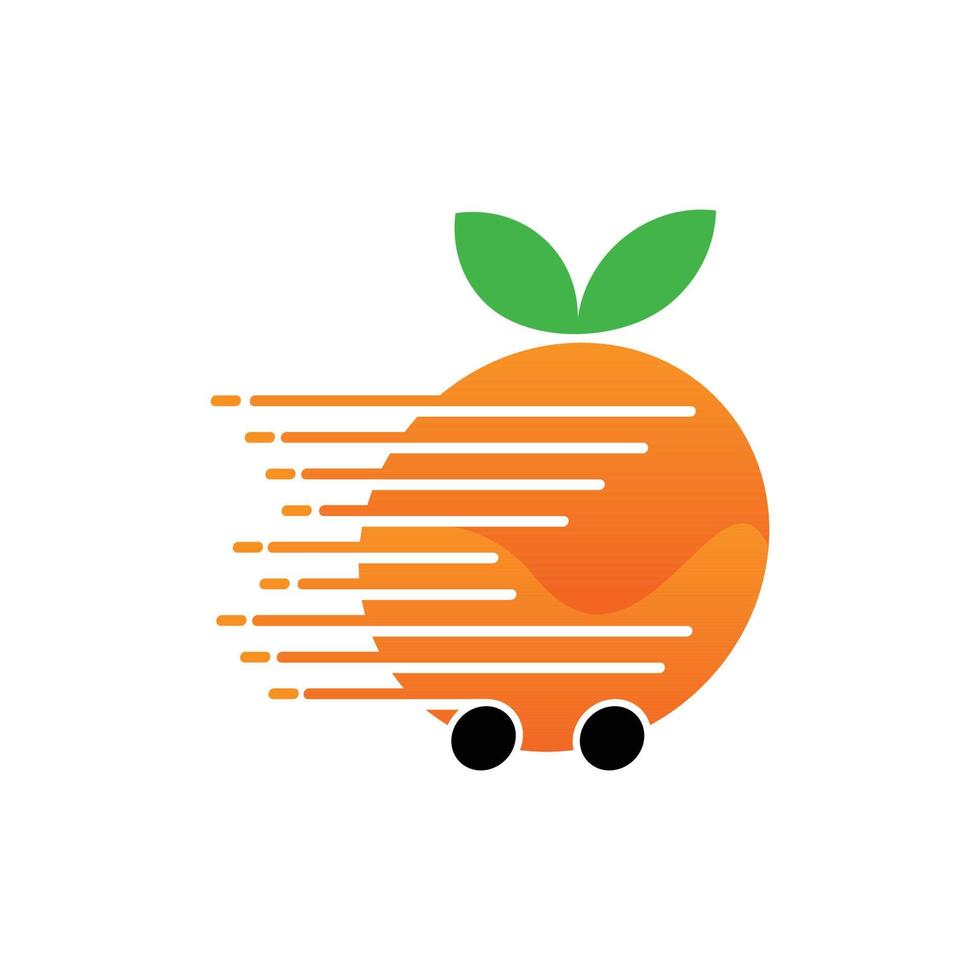 coche fruta naranja entrega naturaleza logo vector