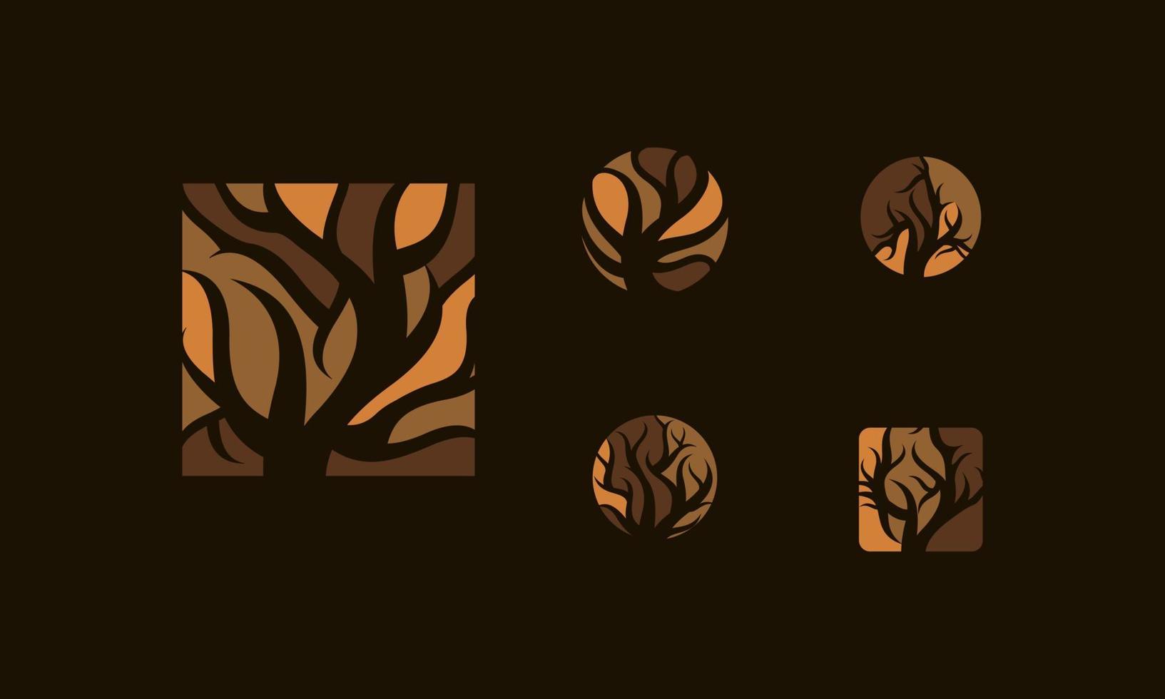 Tree Set Wooden Nature Illustration Logo vector