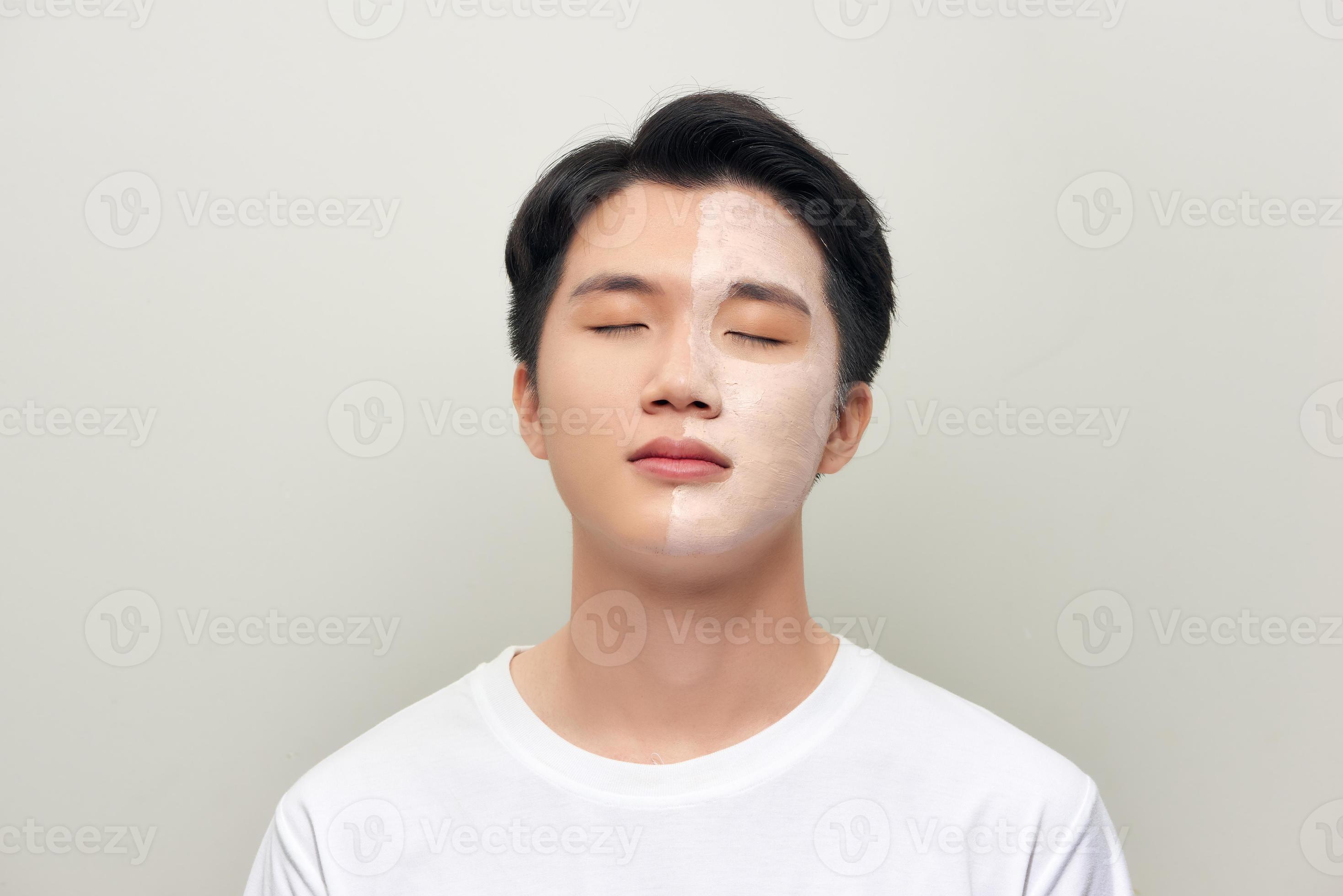 Male wearing clay face mask beauty treatment. 11139275 Stock Photo at