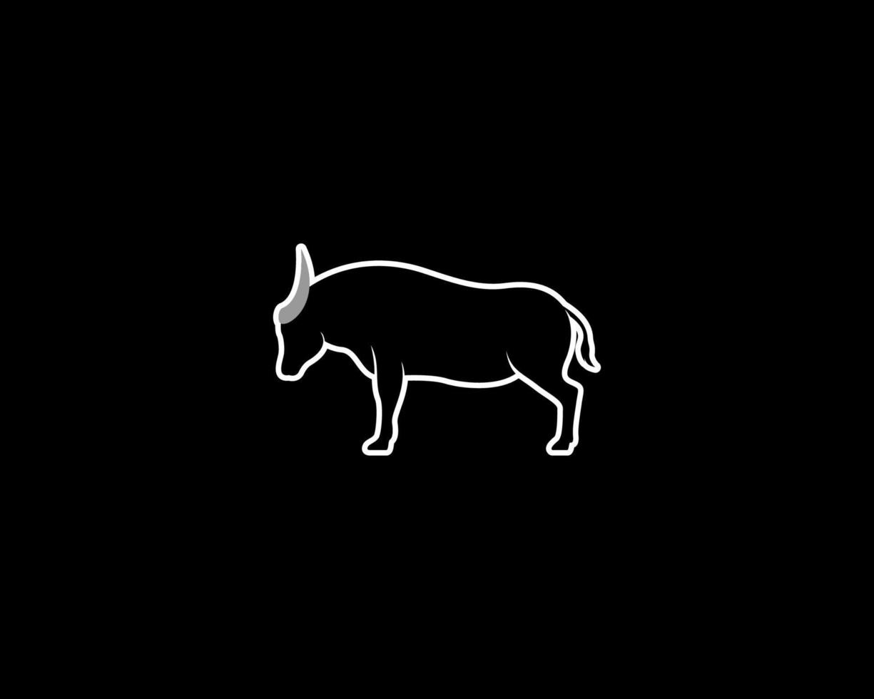 silueta de vector de contorno de búfalo