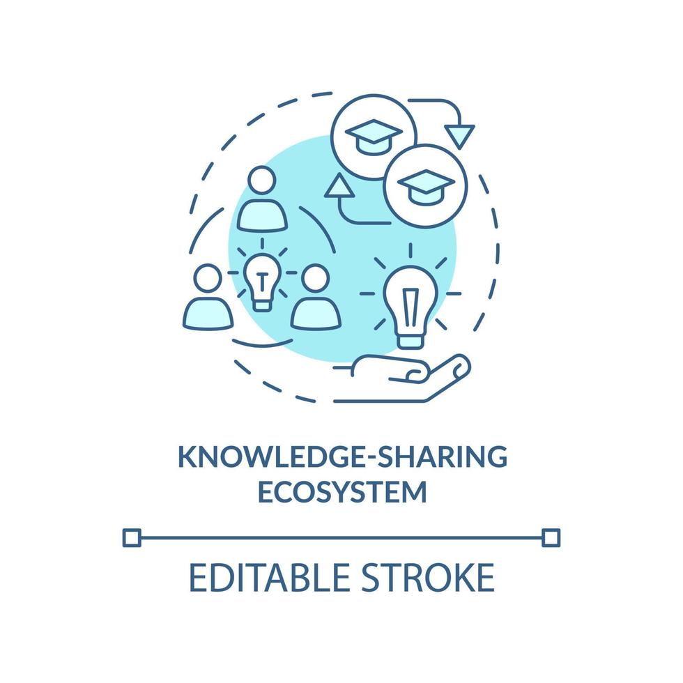 Knowledge-sharing ecosystem turquoise concept icon. Trendy skill to learn abstract idea thin line illustration. Isolated outline drawing. Editable stroke. vector