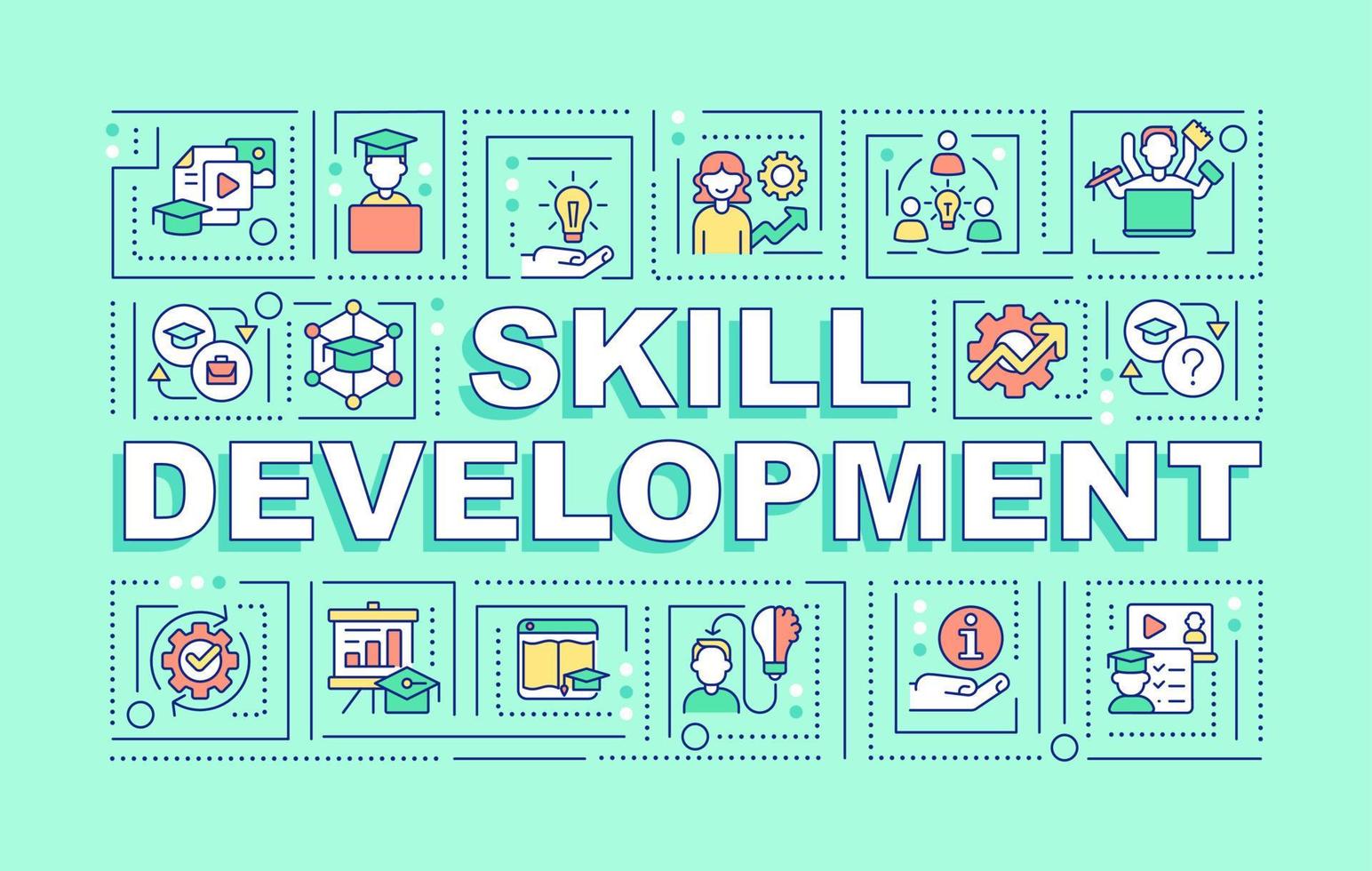 Skill development word concepts mint banner. Enhancing student Skill development word concepts mint banner. Enhancing student