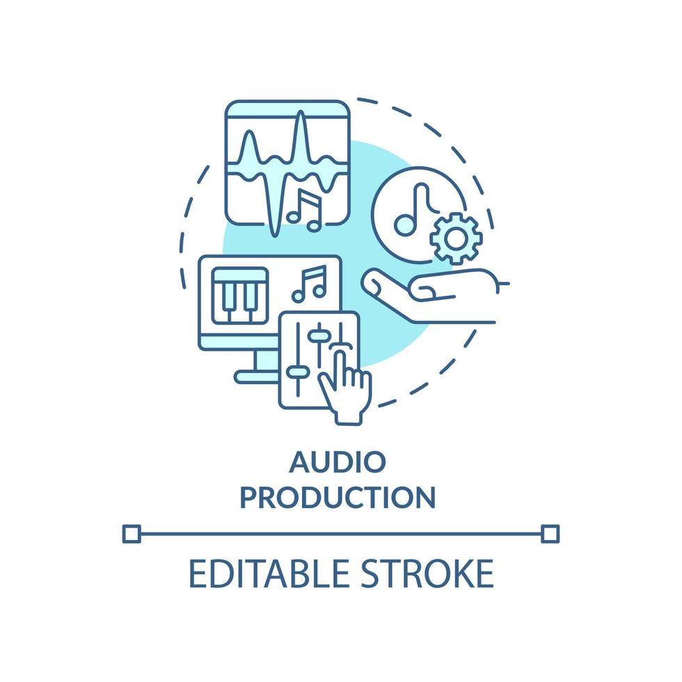 Audio production turquoise concept icon. Selecting top skill for freelancer abstract idea thin line illustration. Isolated outline drawing. Editable stroke. vector