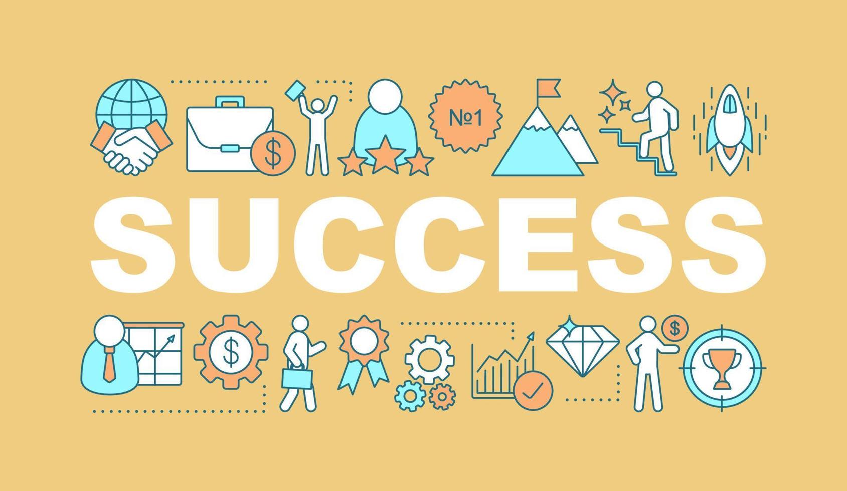 Professional success word concepts banner. Career ladder. Personal growth. Isolated lettering typography idea with linear icons. Goal achieving. Vector outline illustration