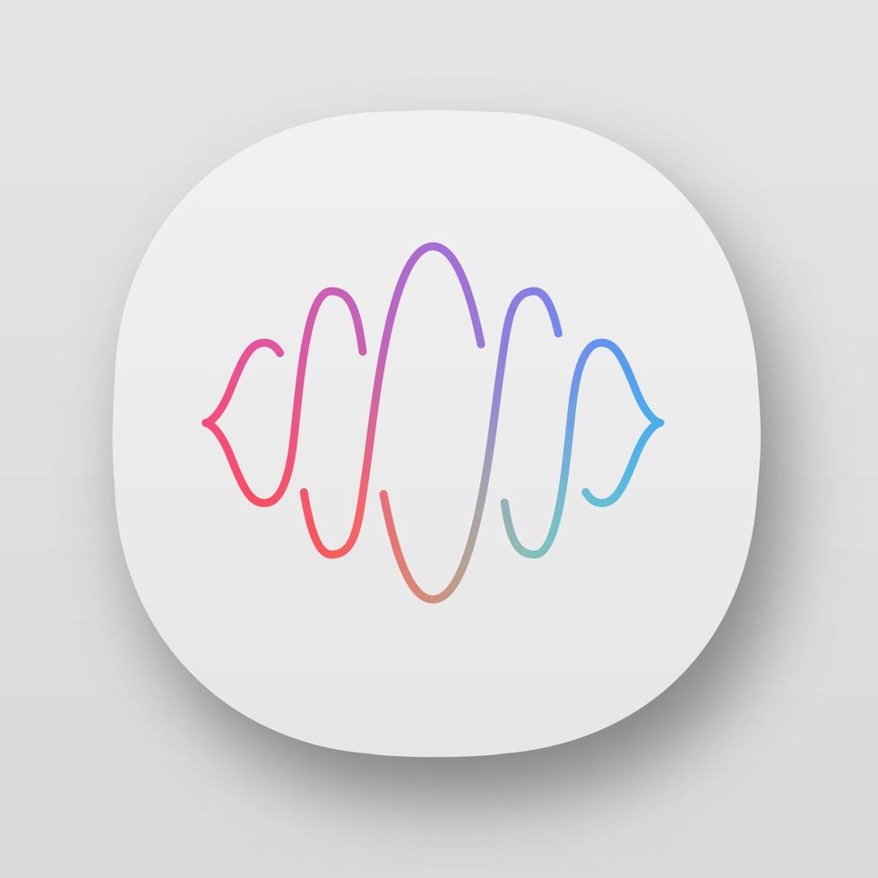 Abstract soundwave app icon. UI UX user interface. Sound, audio wave curves. Voice recording, vibration level. Music rhythm, volume waveform. Web or mobile applications. Vector isolated illustration