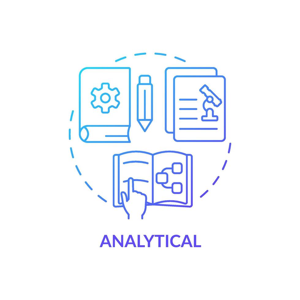 Analytical blue gradient concept icon. Information type abstract idea thin line illustration. Facts interpretation. Output statistics. Isolated outline drawing. vector