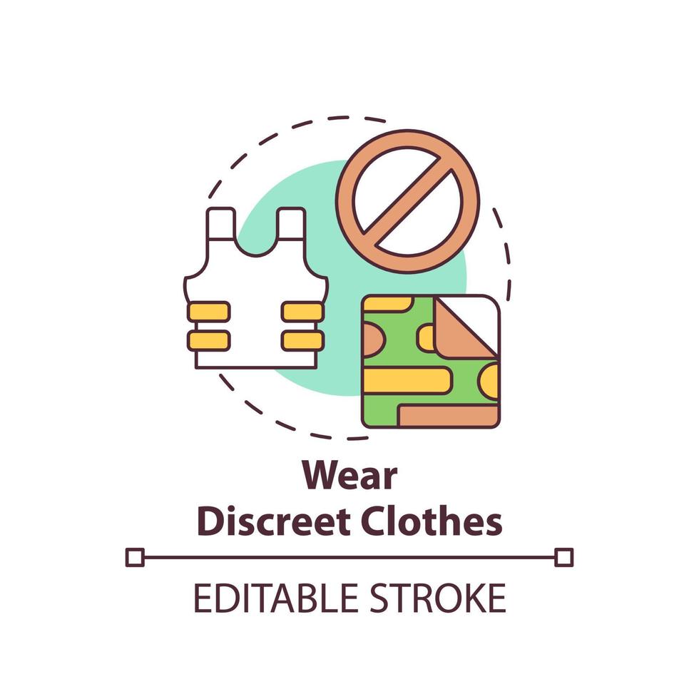 Wear discreet clothes concept icon. Avoid military symbols. Action during war abstract idea thin line illustration. Isolated outline drawing. Editable stroke. vector