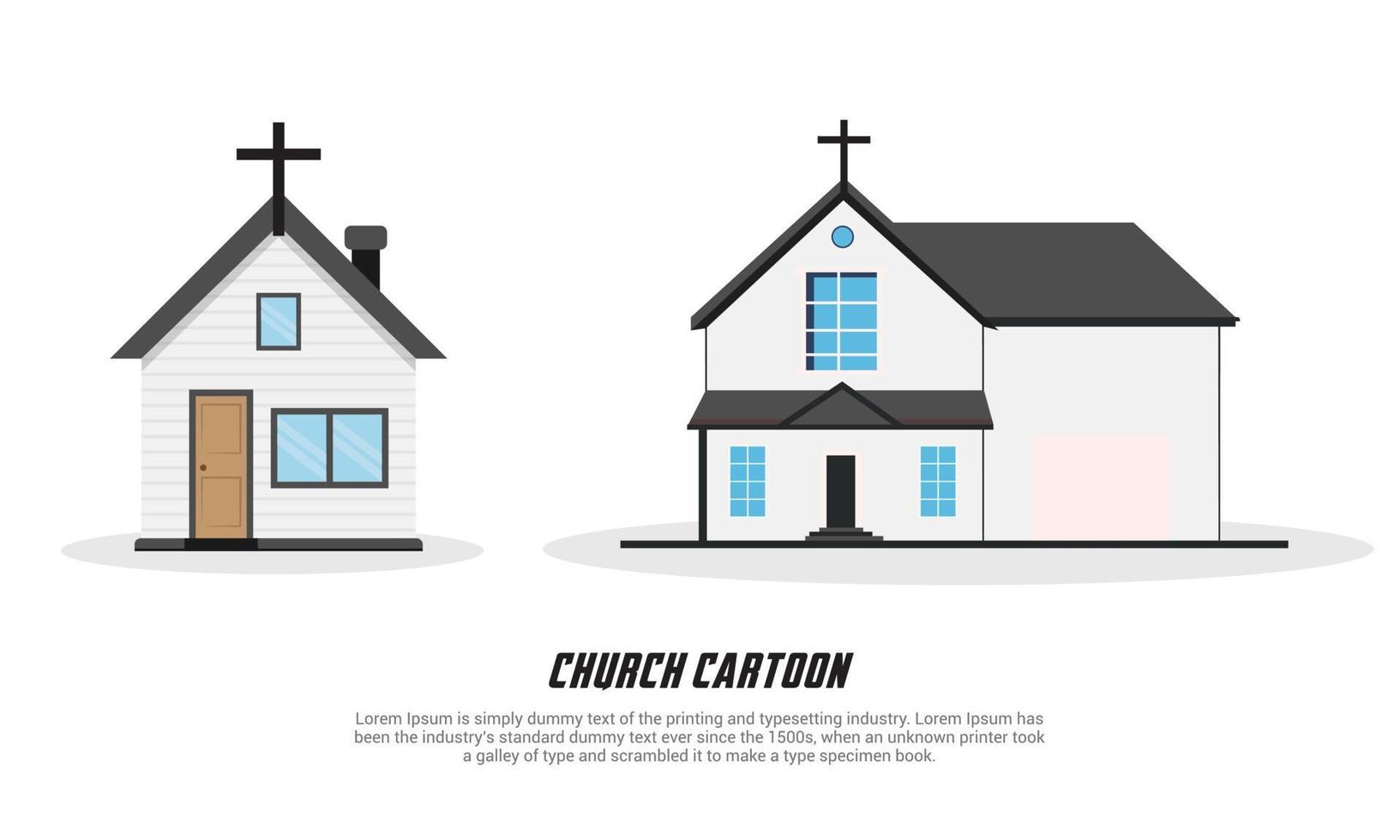 vector de icono de diseño de dibujos animados de edificio de iglesia simple y limpio