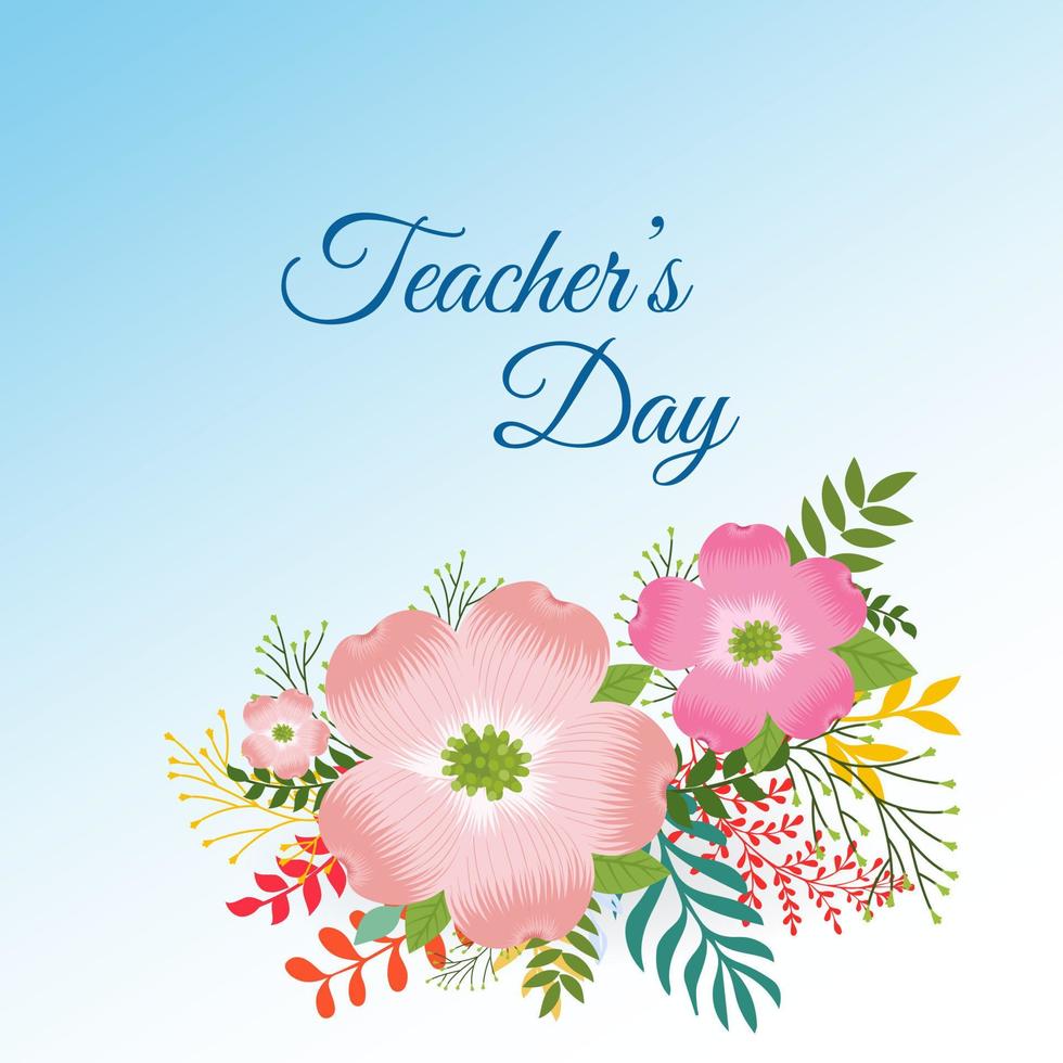 Happy International Teacher's Day design background with flower and floral vector