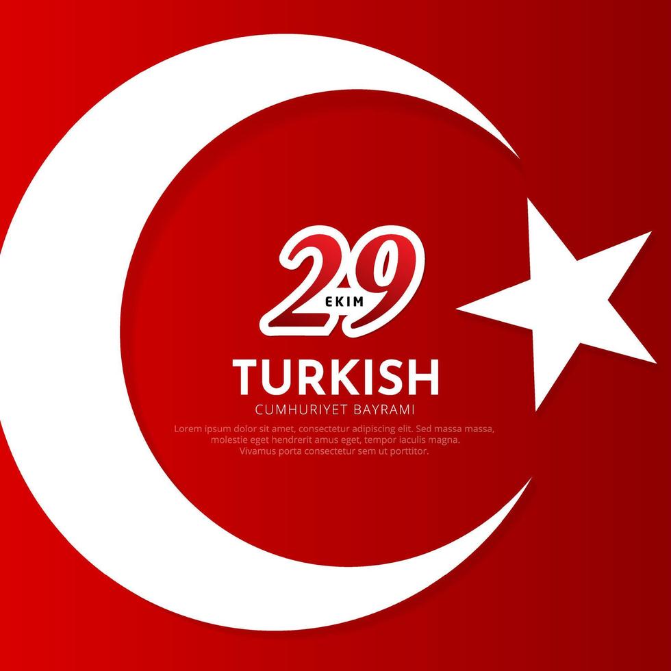 Celebration Turkey republic day background design with wavy flag and balloon vector