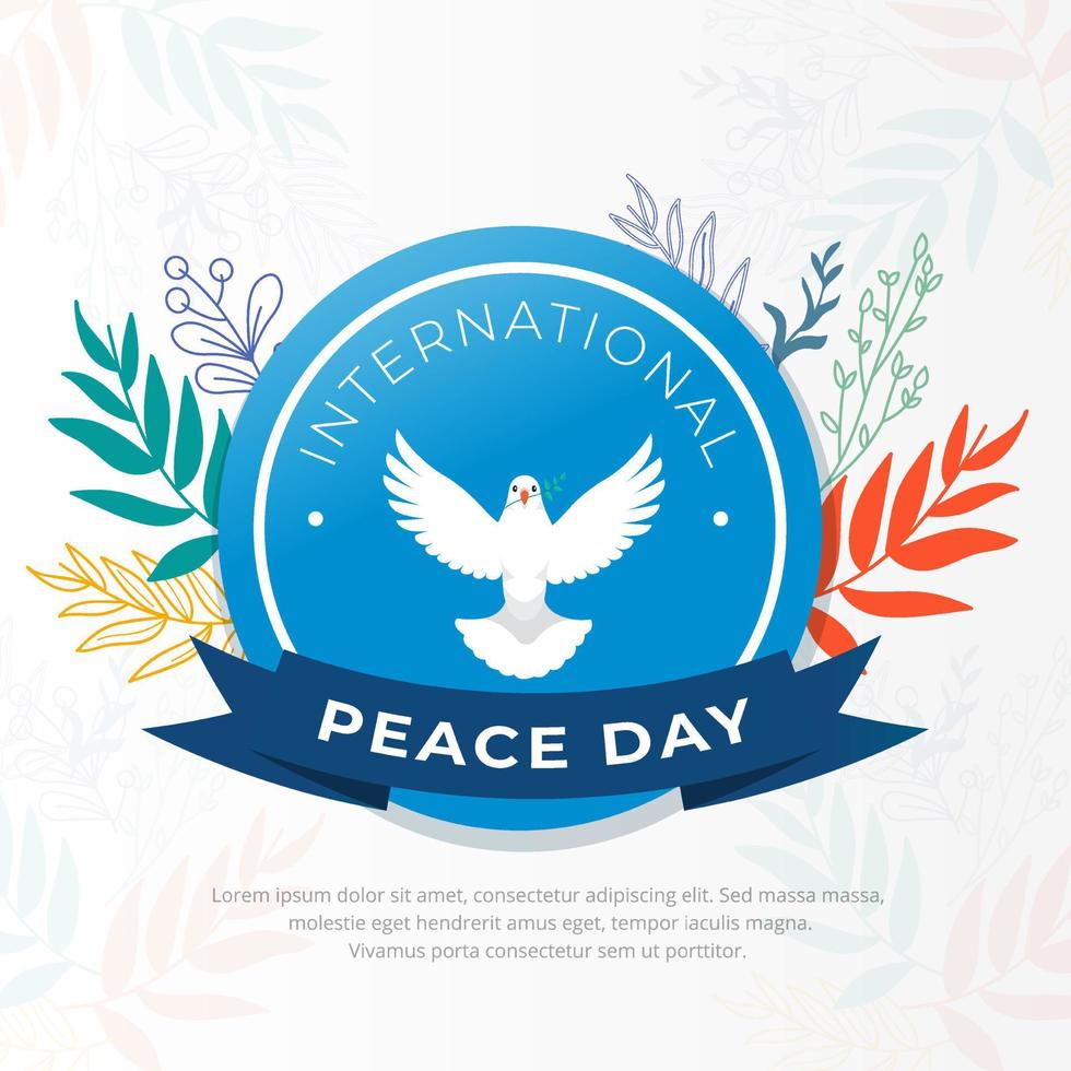 Elegant International peace day background design with dove and floral pattern vector