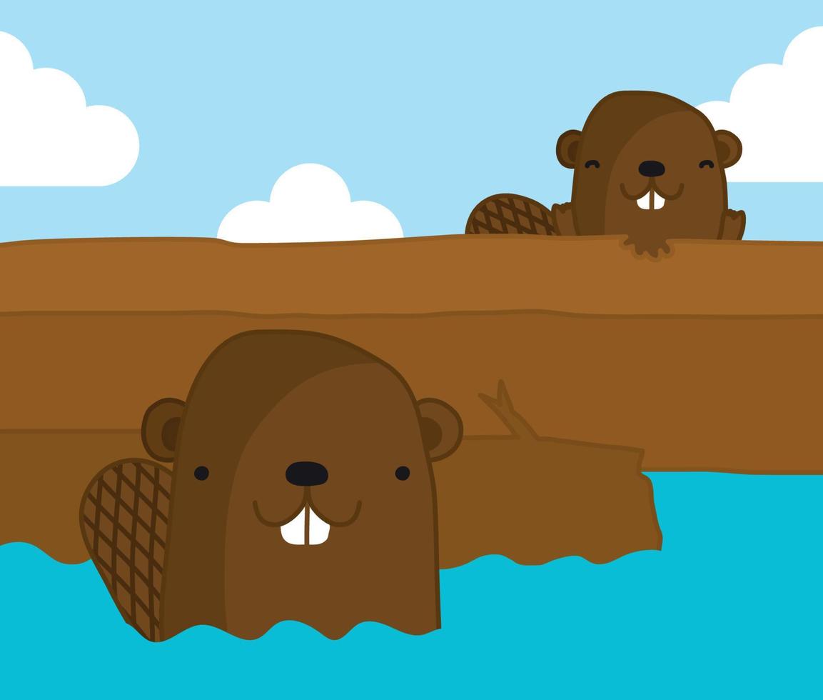 Beavers vector illustration
