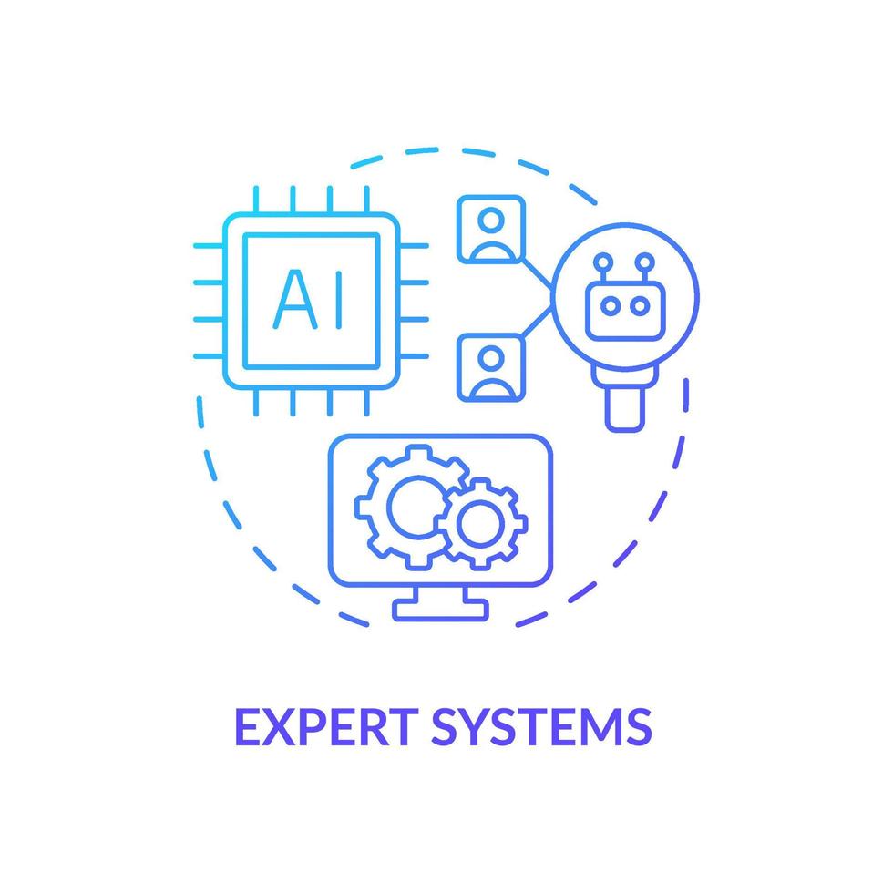 Expert systems blue gradient concept icon. Information systems kind abstract idea thin line illustration. Artificial-intelligence method. Isolated outline drawing. vector