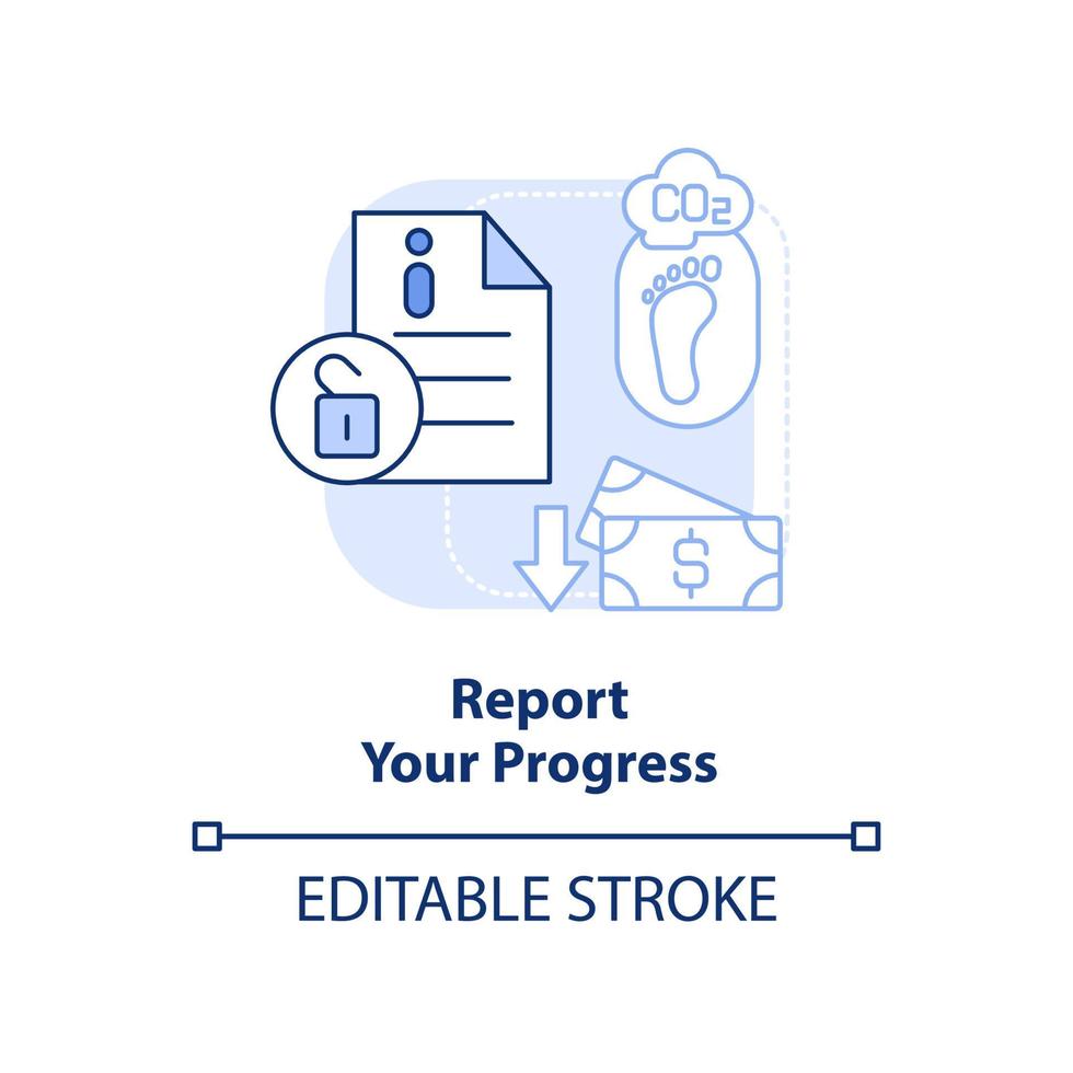 Report your progress blue light concept icon. Way to energy management abstract idea thin line illustration. Transparency. Isolated outline drawing. Editable stroke. vector