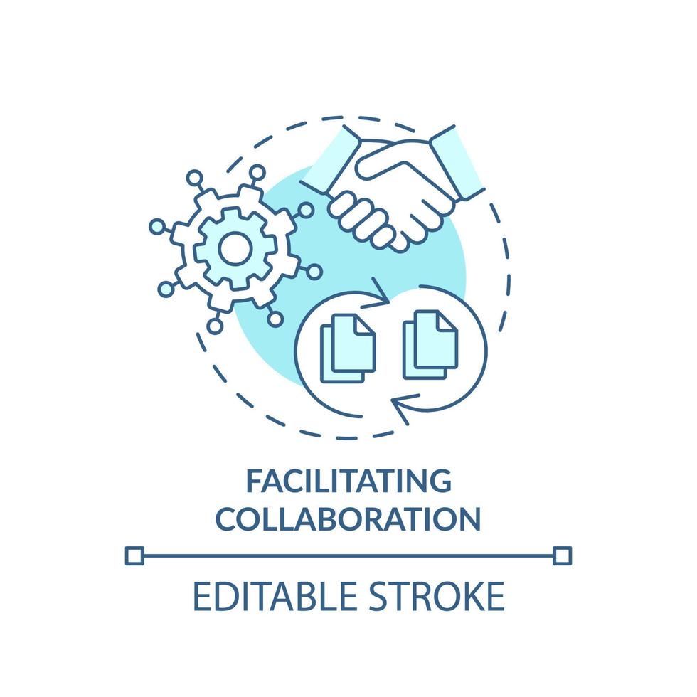 Facilitating collaboration turquoise concept icon. Business intelligence application abstract idea thin line illustration. Isolated outline drawing. Editable stroke. vector