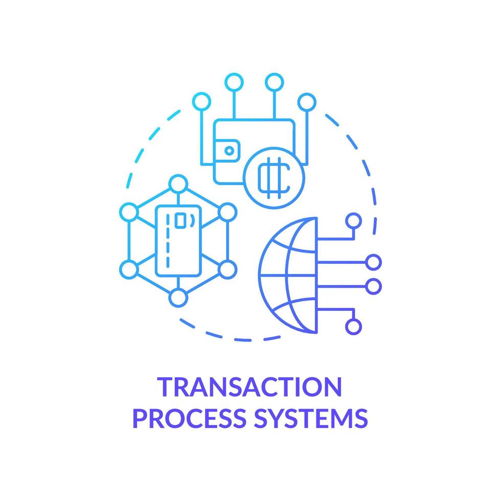 sistema de proceso de transacción icono de concepto de gradiente azul. tipo de sistema de información idea abstracta ilustración de línea delgada. procesando pago. dibujo de contorno aislado. vector