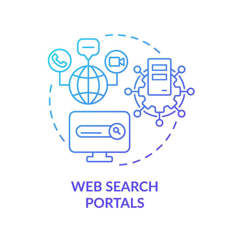 Web search portals blue gradient concept icon. Information sector component abstract idea thin line illustration. Search engines, forums. Isolated outline drawing. vector