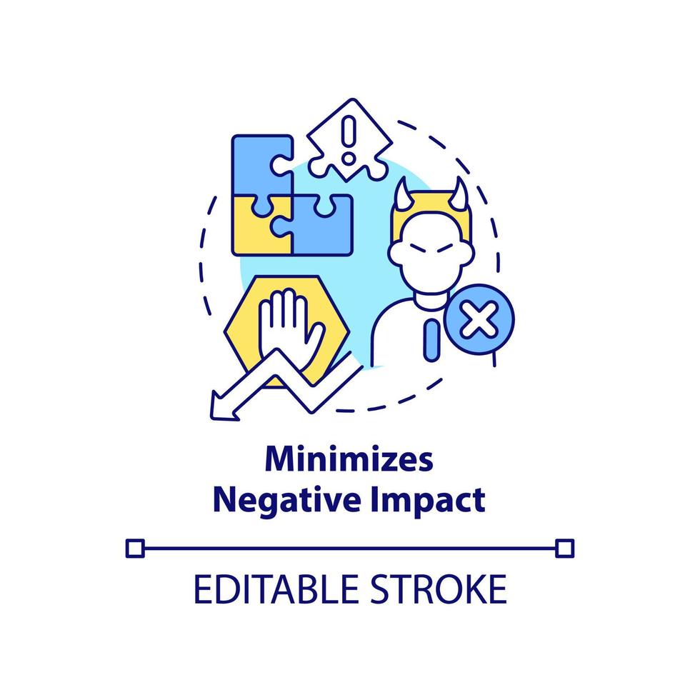 Minimizes negative impact concept icon. Stakeholder management plan abstract idea thin line illustration. Isolated outline drawing. Editable stroke. vector