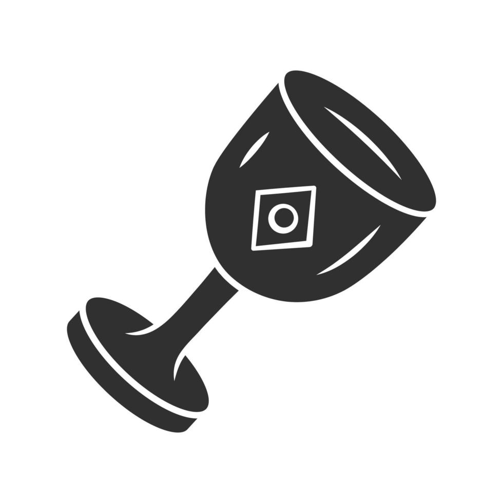 Chalice cup glyph icon. Silhouette symbol.Medieval, ancient goblet