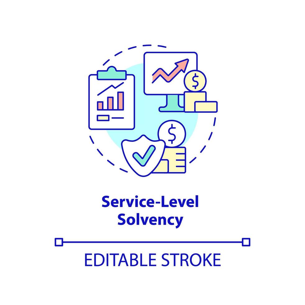 Service level solvency concept icon. Cover service obligations. Budget balance abstract idea thin line illustration. Isolated outline drawing. Editable stroke. vector