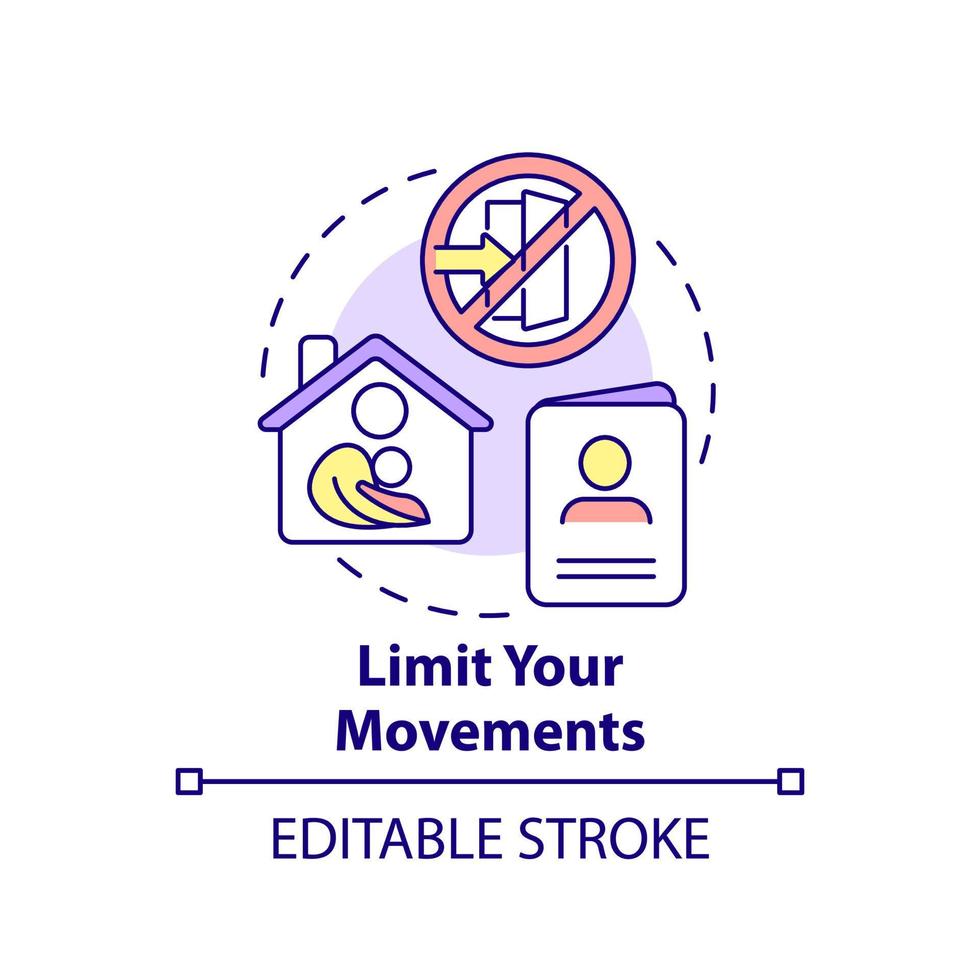 Limit your movements concept icon. Prepare personal information. Action during war abstract idea thin line illustration. Isolated outline drawing. Editable stroke. vector