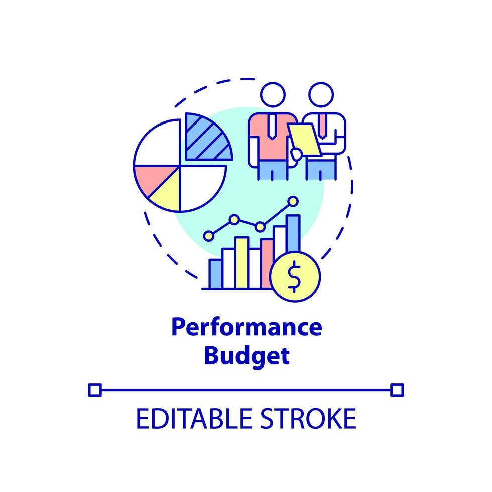 Performance budget concept icon. Financial program. Budgeting type abstract idea thin line illustration. Isolated outline drawing. Editable stroke. vector