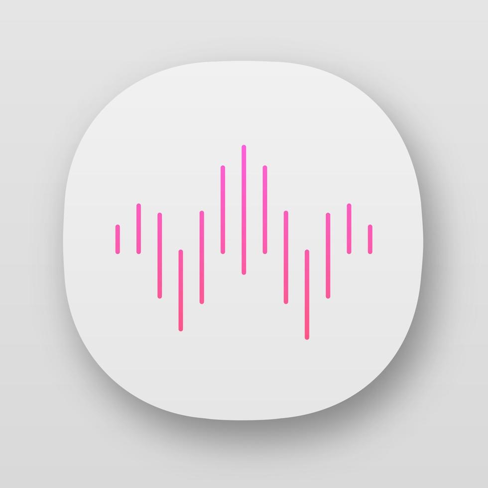 Dj sound wave app icon. UI UX user interface. Soundtrack playing abstract form. Song, melody, music track soundwave. Audio geometric waveform. Web or mobile applications. Vector isolated illustration