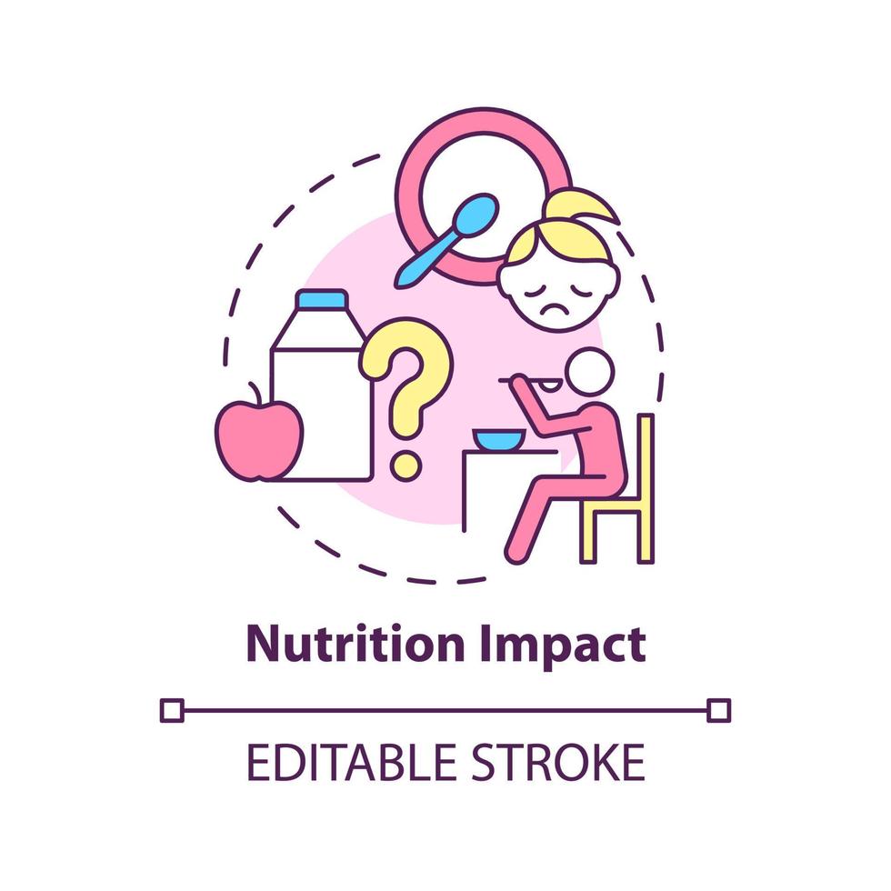 Nutrition impact concept icon. Diet for mental health. Trend in psychology abstract idea thin line illustration. Isolated outline drawing. Editable stroke. vector
