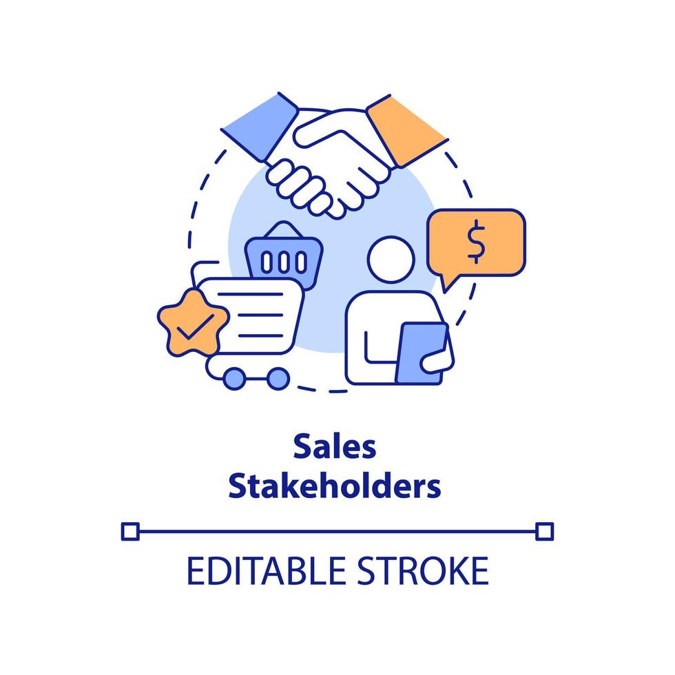 Sales stakeholders concept icon. Retail and commerce. Type of stakeholder abstract idea thin line illustration. Isolated outline drawing. Editable stroke. vector