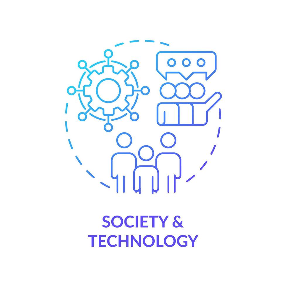 Society and technology blue gradient concept icon. Information systems cooperation abstract idea thin line illustration. Co-dependence. Isolated outline drawing. vector